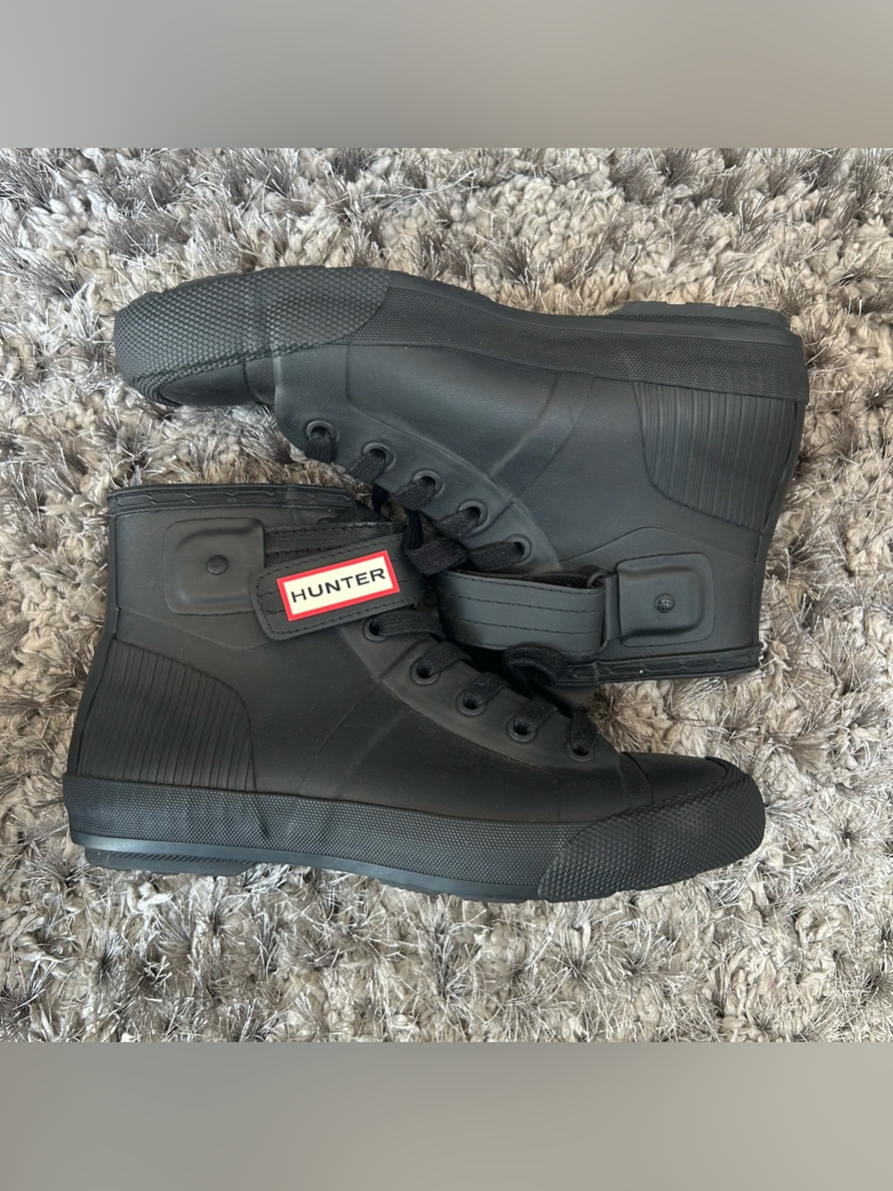 ✨Like New Hunter Black Lace-Up Waterproof Ankle Boots Sneakers UK 7 size 9